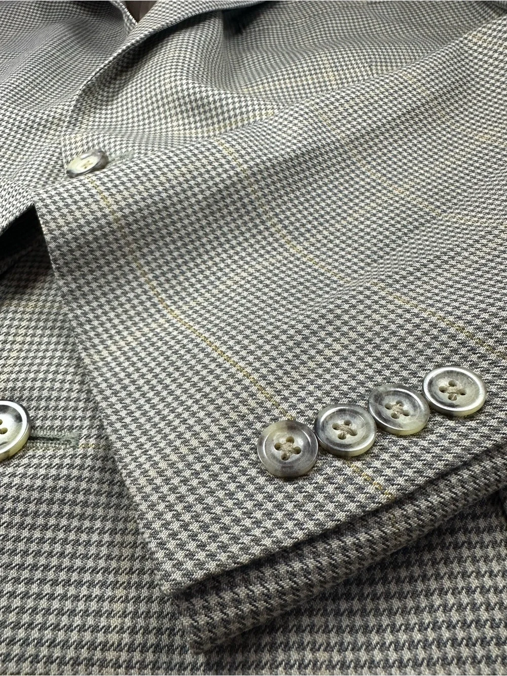 Vintage Oscar De La Renta Wool Glen Plaid Blazer 46L Quiet Luxury Sport Coat